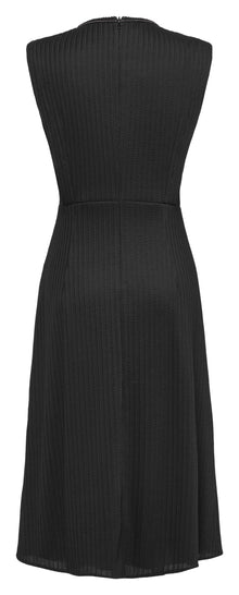 Round Neck Sleeveless Elegant Waist-Defining Dress | Black