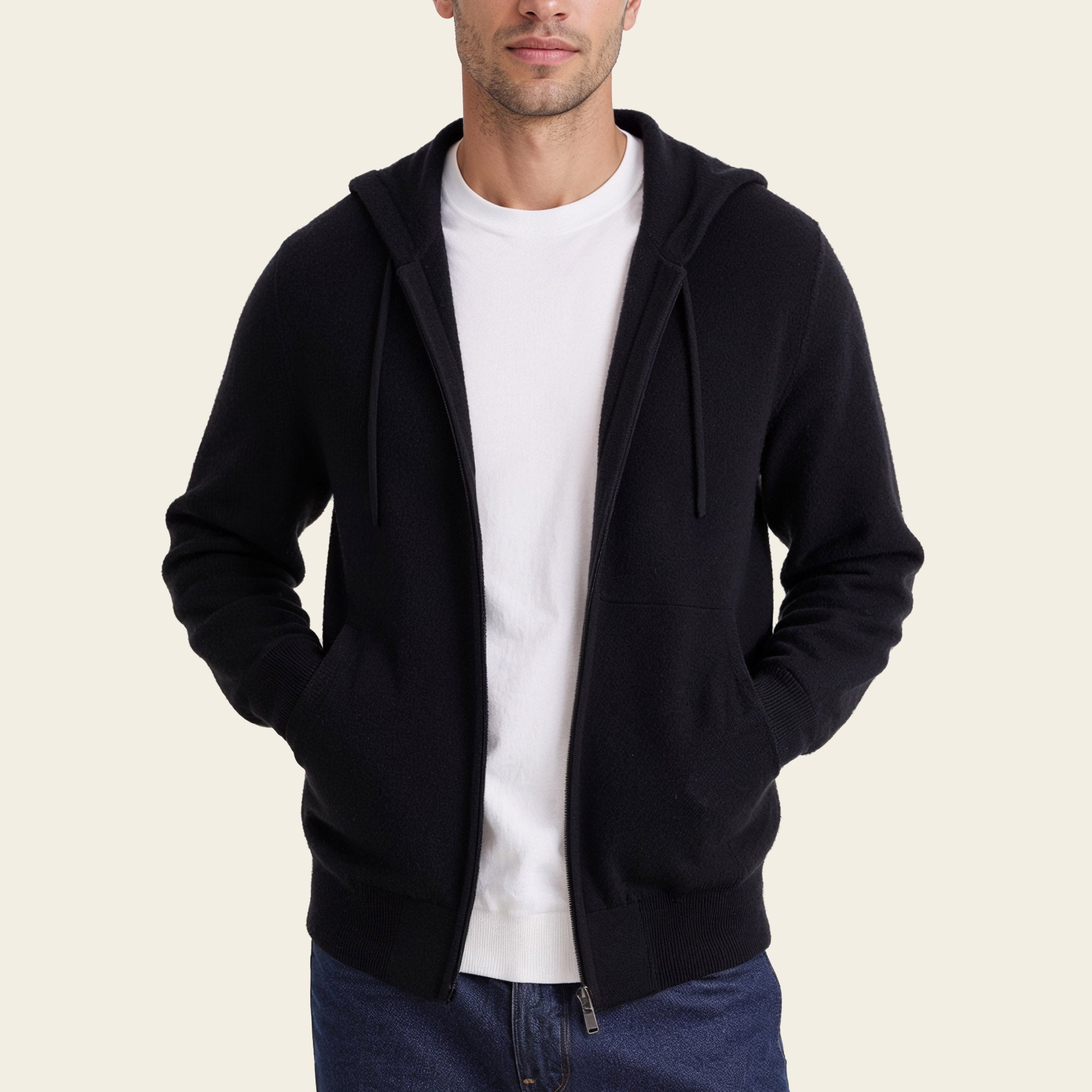 Mens | Tyler Cashmere Zip Hoodie | Black