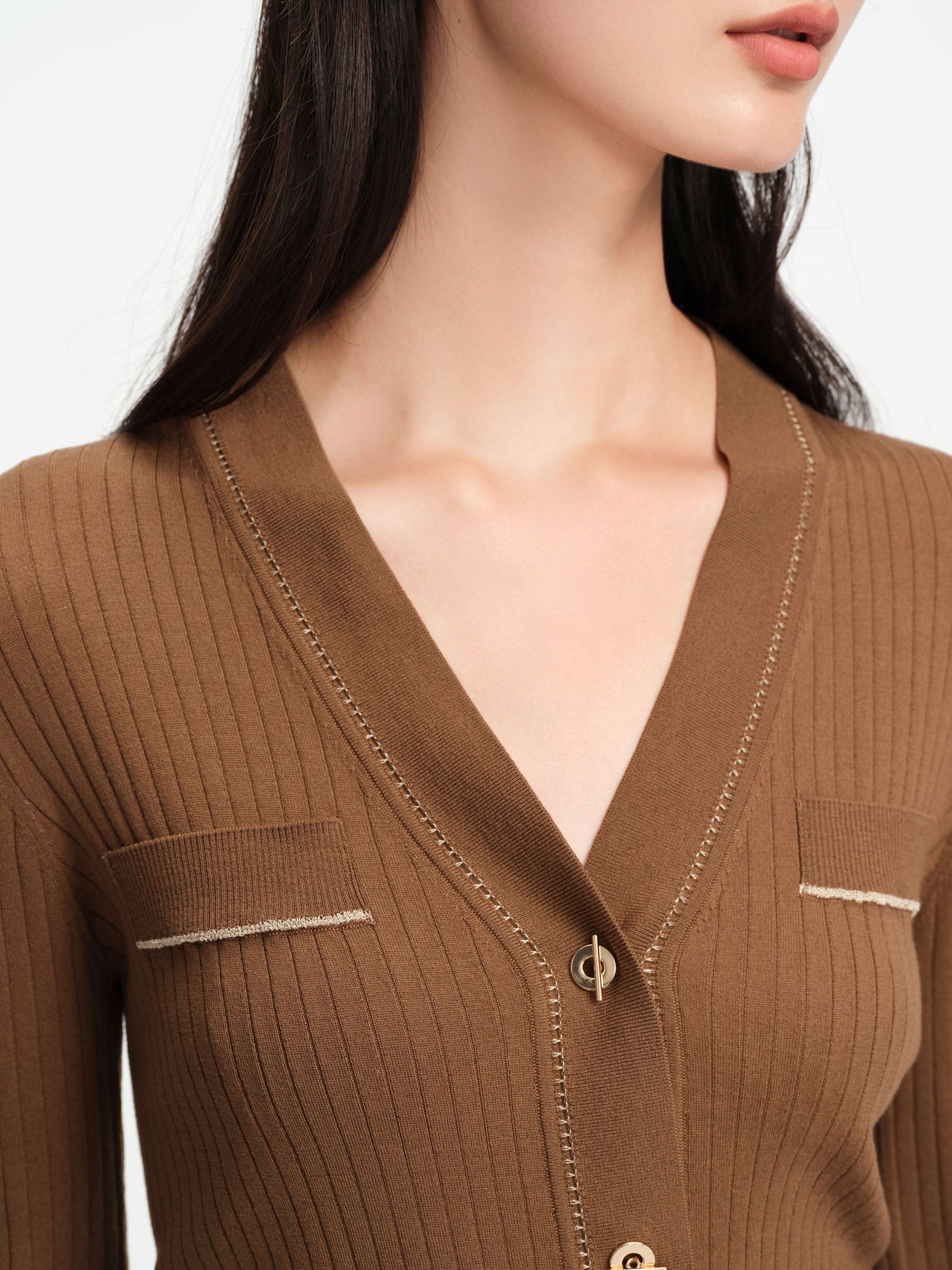 Texture Knit Cardigan | Brown