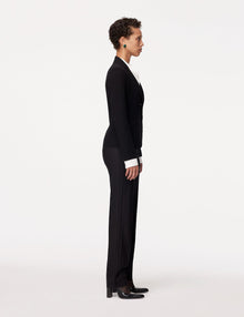 Another Tomorrow Doppio Cropped Blazer in Black – Wool Women's Jacket