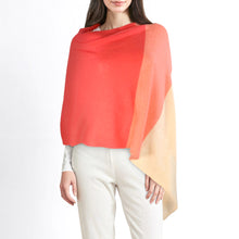 Womens | Cashmere Striped Poncho | Charry/Lobster