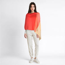 Womens | Cashmere Striped Poncho | Charry/Lobster
