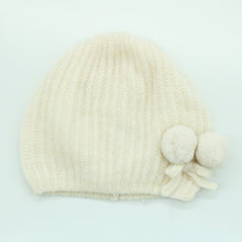 Kids | Cashmere Knit Hat with Poms | Bleached White