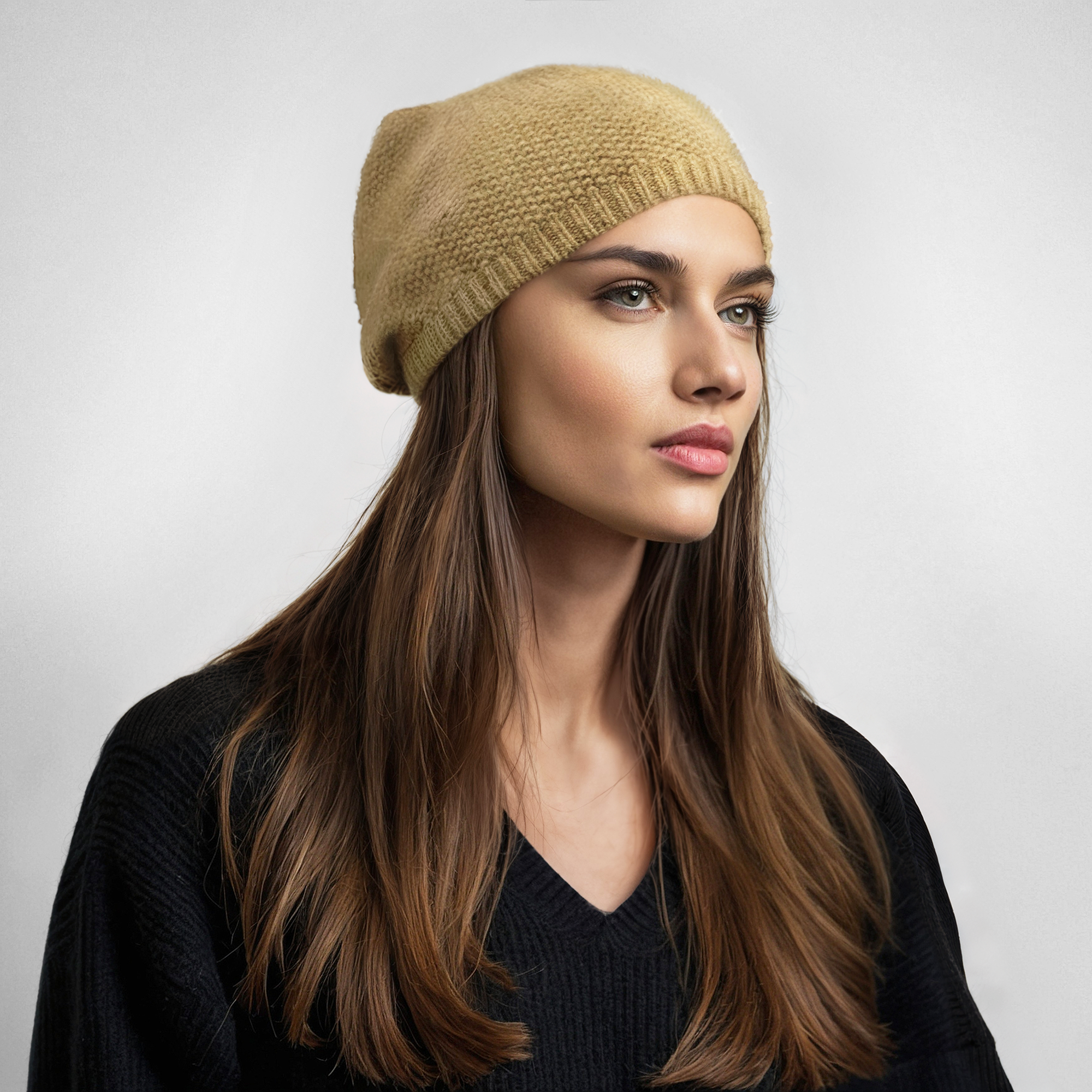 Cashmere Stitched Slouchy Hat | Heather Copper