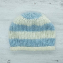 Babies Cashmere Beanie Striped Hat | Baby Blue