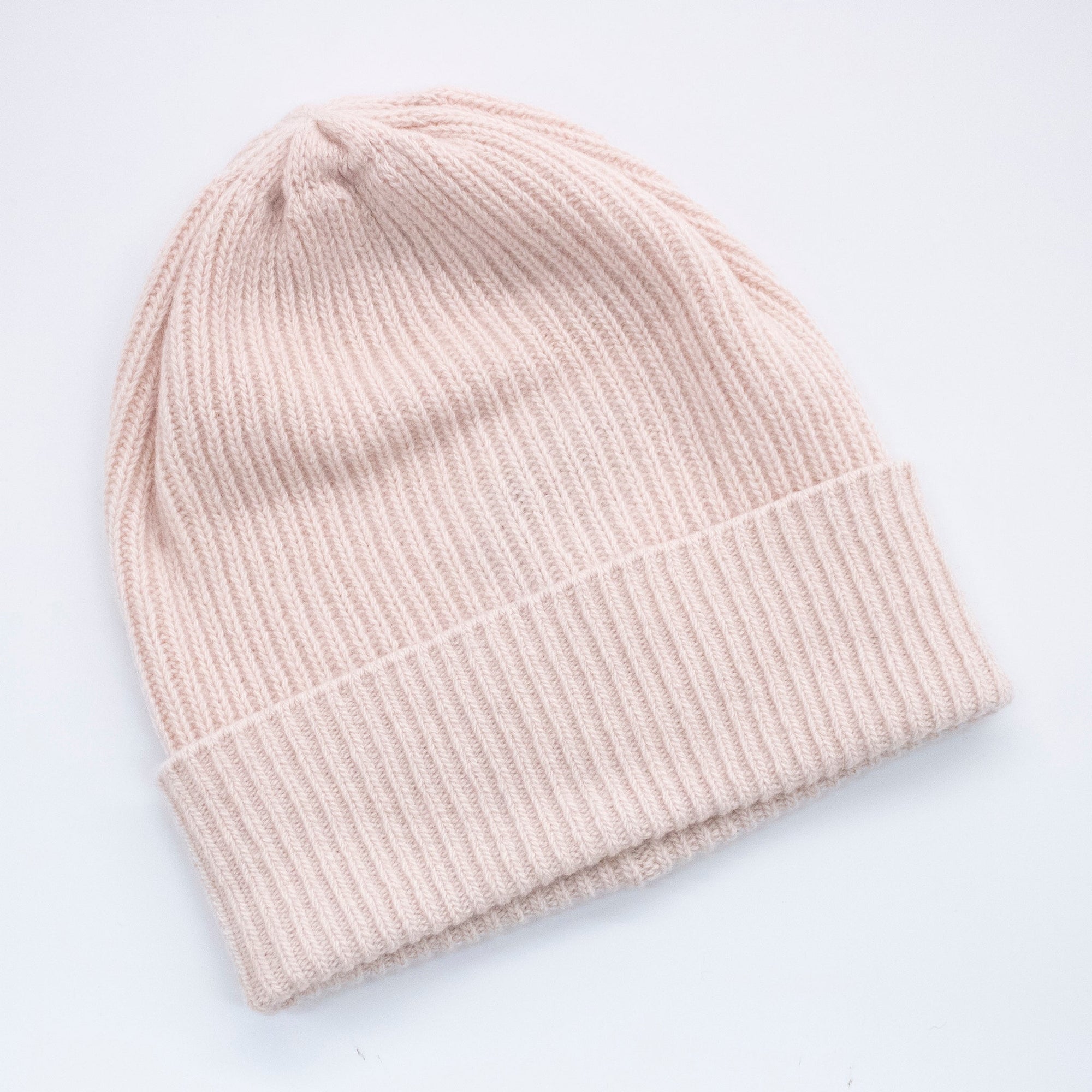 Cashmere Ribbed Beanie | Soft Pink