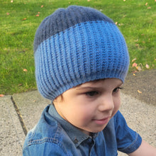 Kids | Cashmere Hat Colorblock | Pottery Blue/Denim