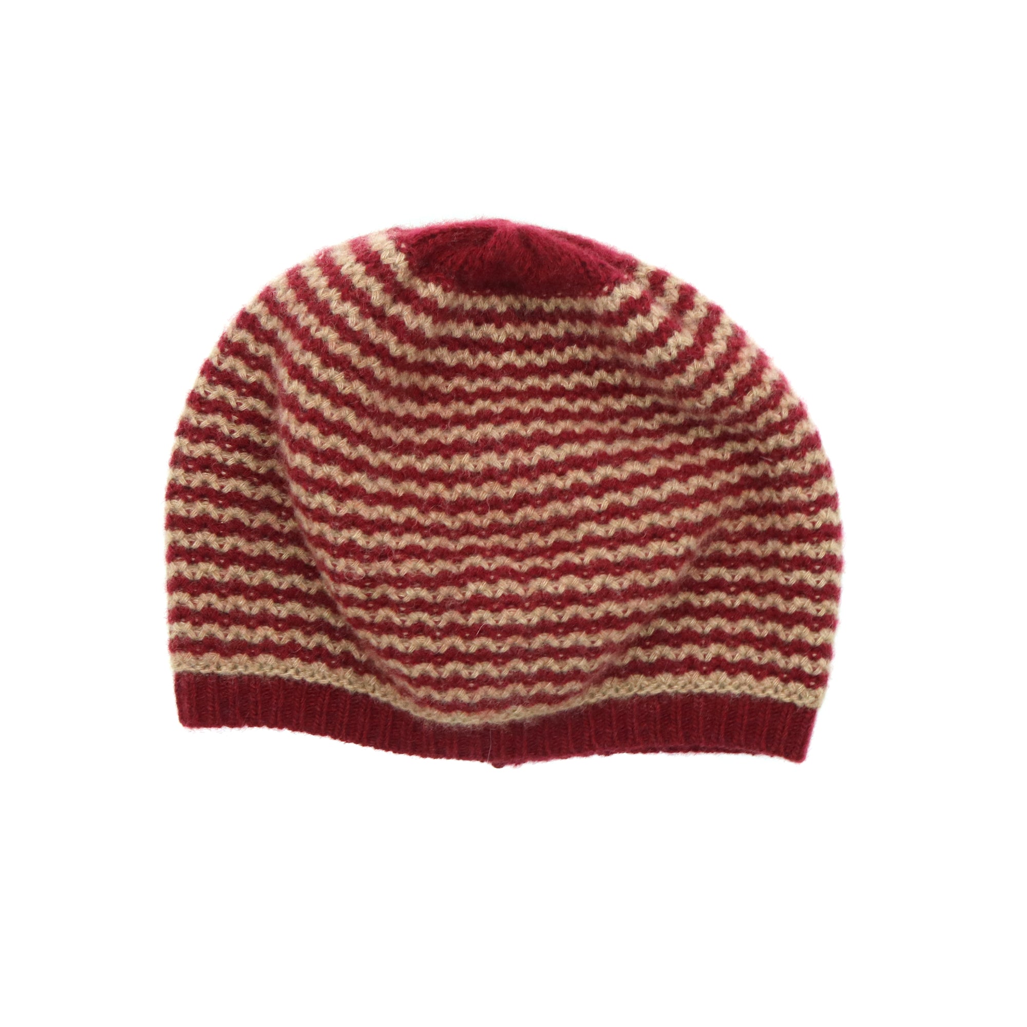 Womens | Cashmere Slouchy Striped Hat | Rum/Copper