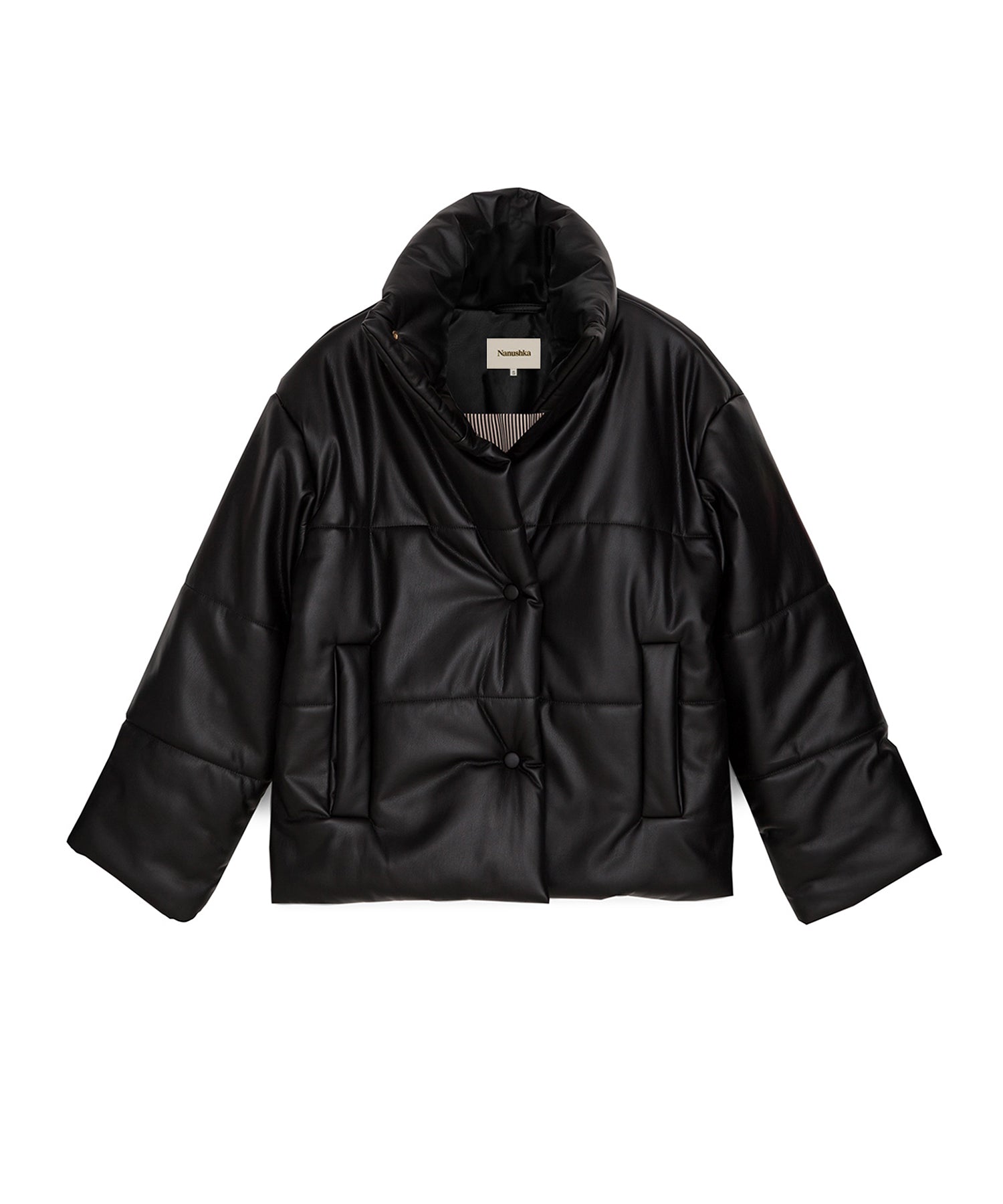 Womens | Hide Alt-Leather Puffer Jacket | Black