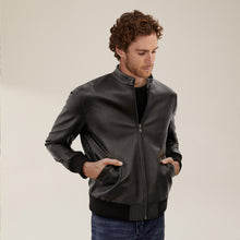 Mens | Chase Lambskin Leather Bomber Jacket | Black