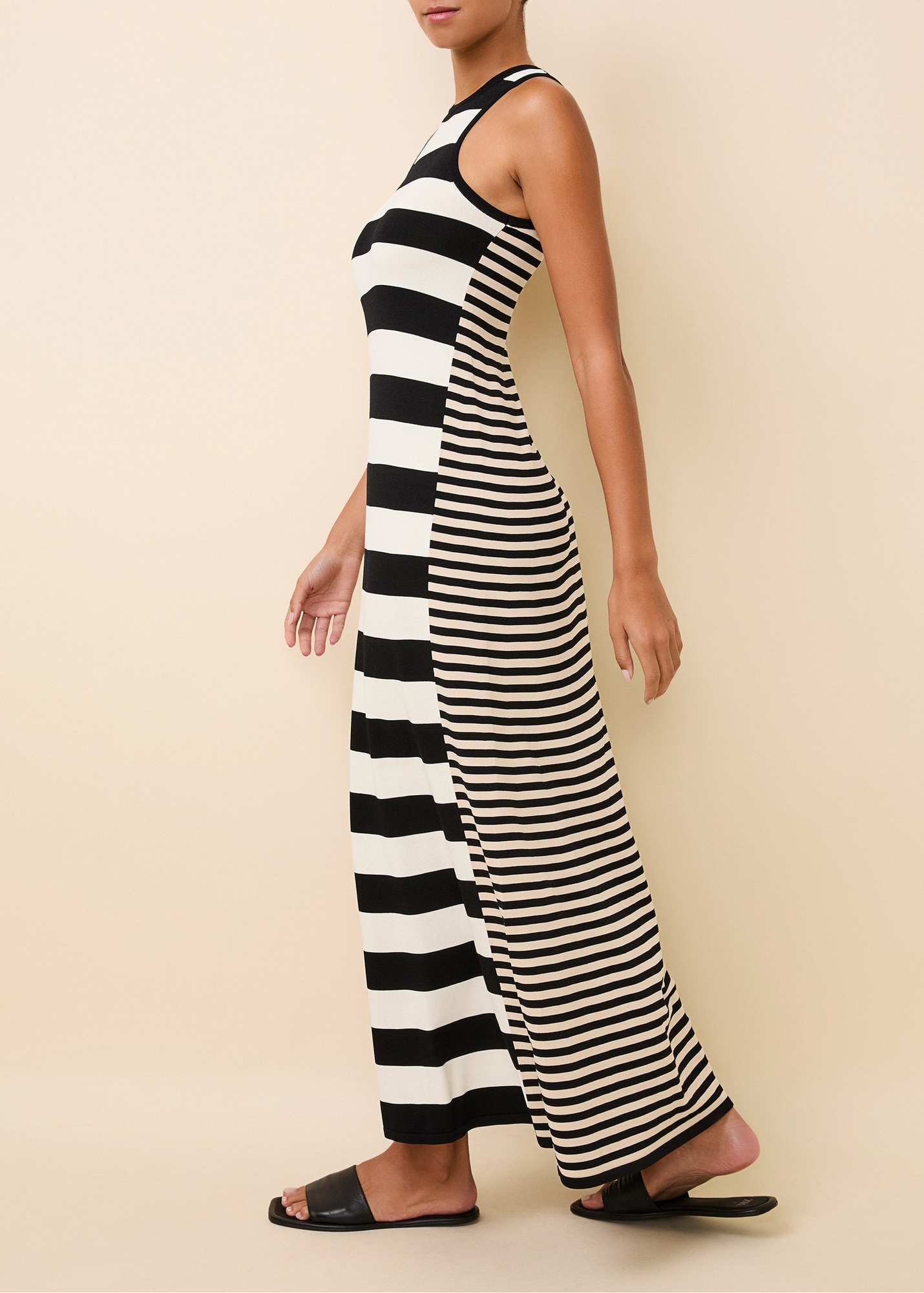 Womens | Oria Dress | Noir/Brule/Khaki Stripe