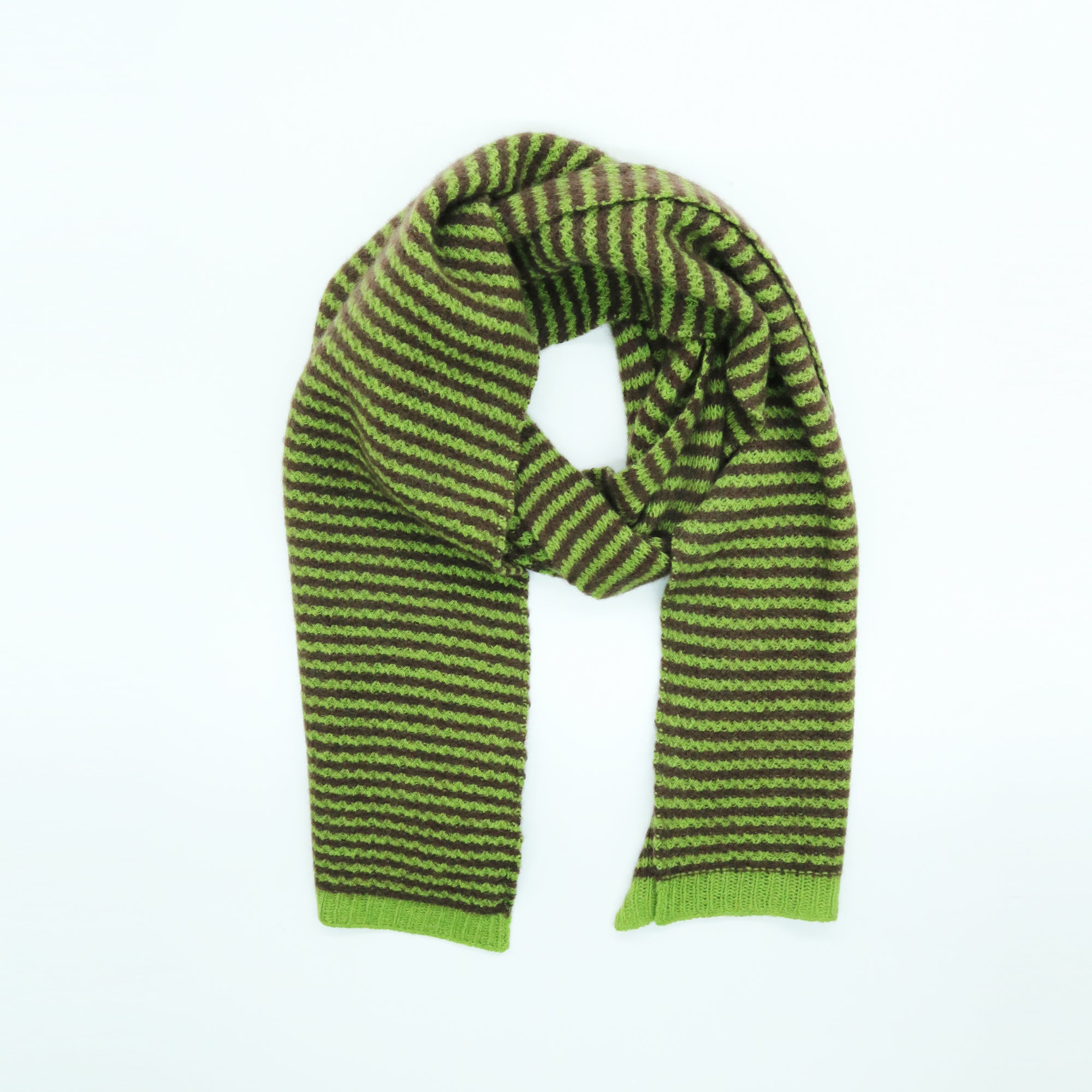 Unisex | Cashmere Striped Scarf | Cedar Green/Brown