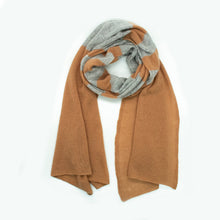 Cashmere Striped Wrap | Camel/Light Grey