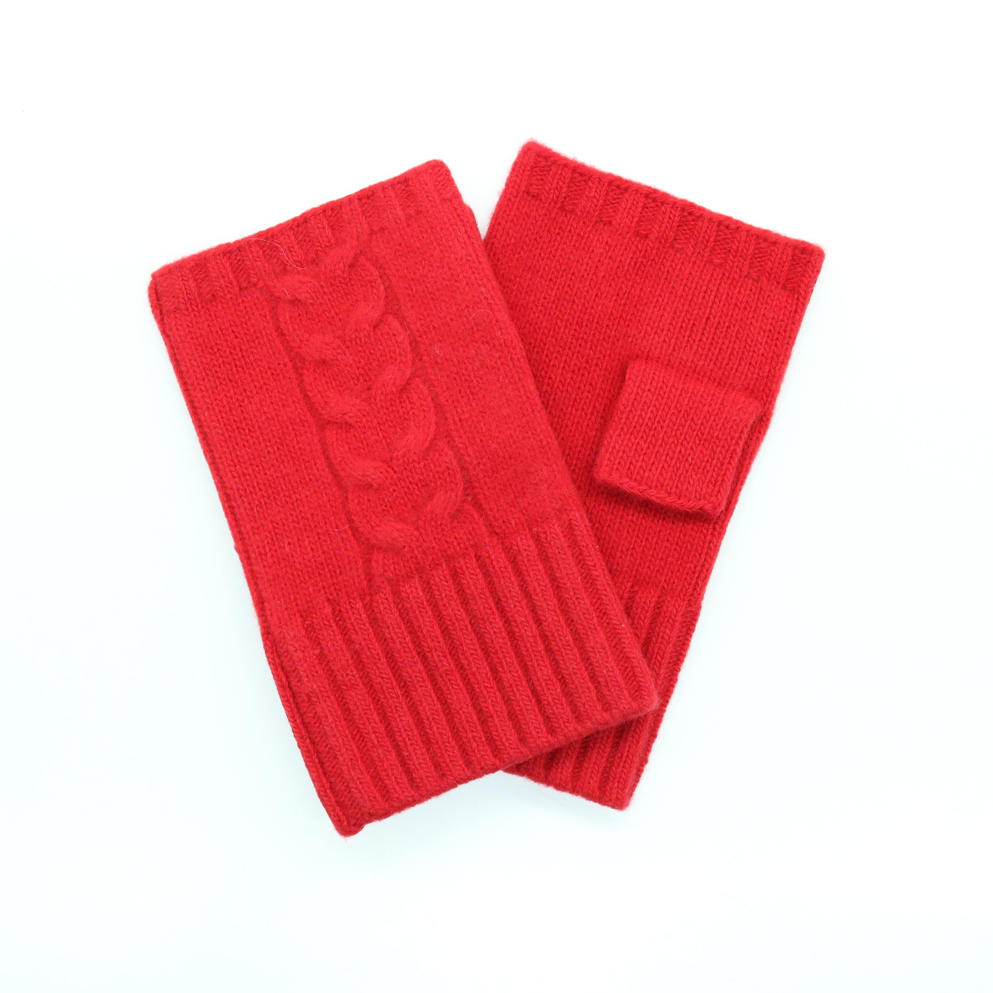 Mens | Fingerless Gloves with Cables | Rubino