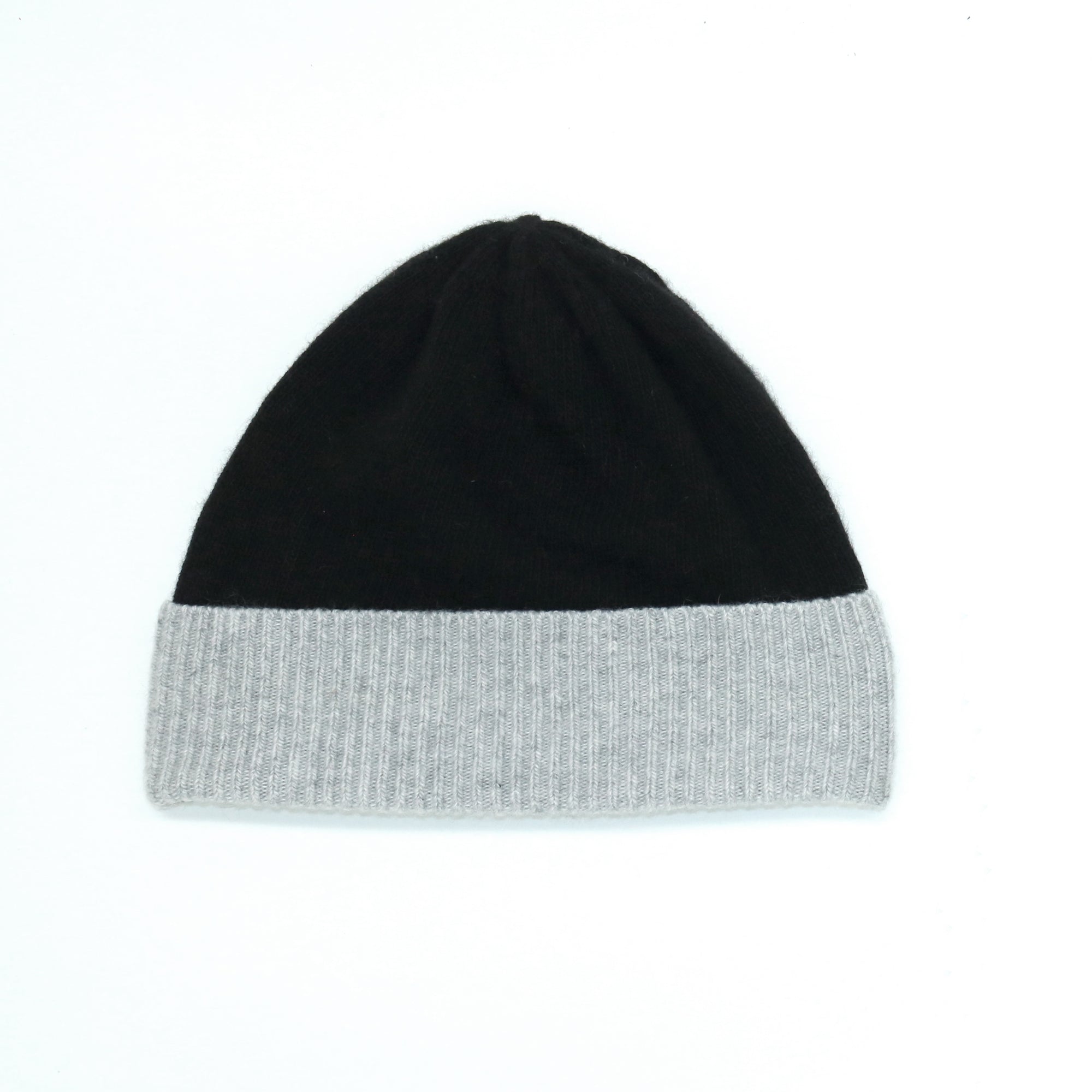 Womens | Cashmere Colorblock Beanie | Black/Heather Chrome