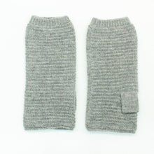 Cashmere Ribbed Fingerless Gloves | Light Grey