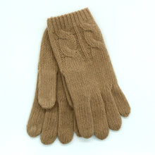 Womens | Cashmere Tech Gloves with Cables | Cammello Chiaro
