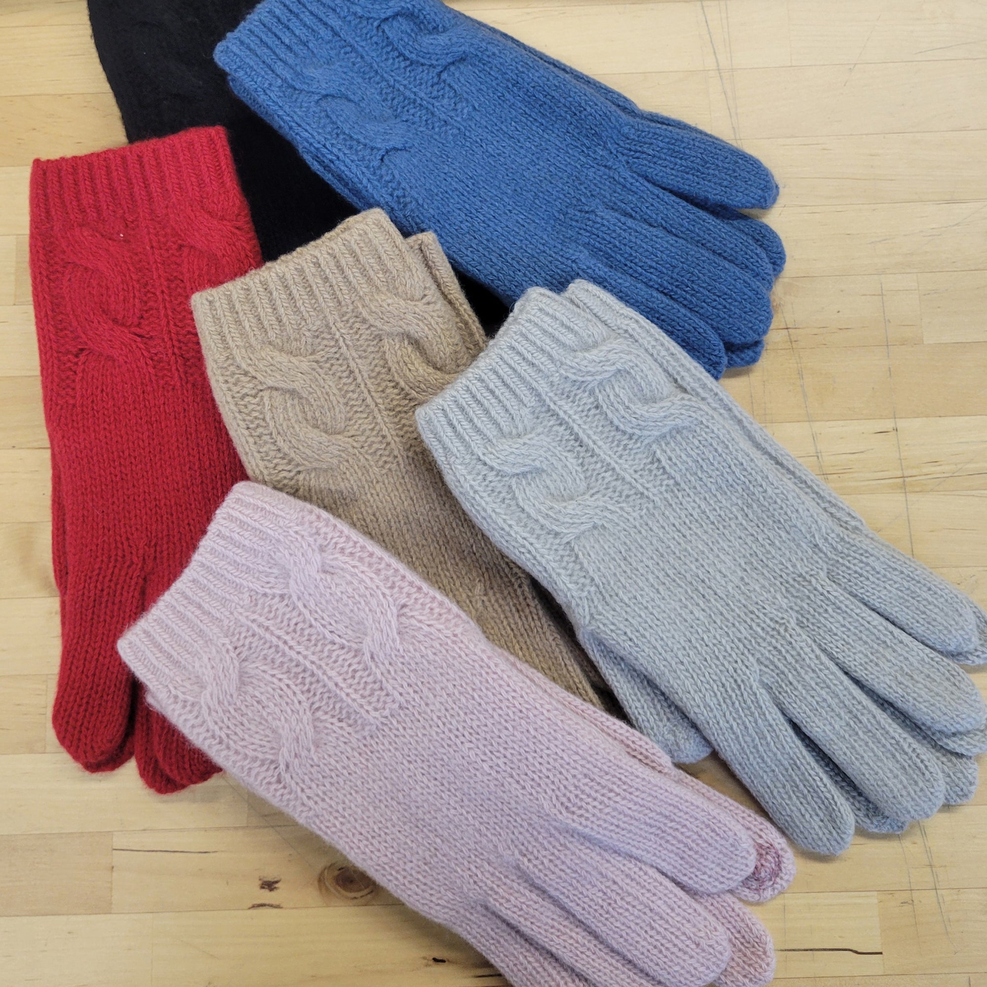 Womens | Cashmere Tech Gloves with Cables | Palace Blue