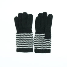 Womens | Cashmere Tech Striped Gloves | Black/Light Grey