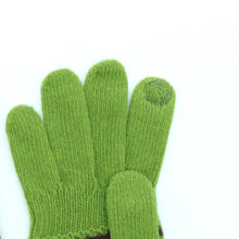 Womens | Cashmere Tech Striped Gloves | Cedar Green/Brown