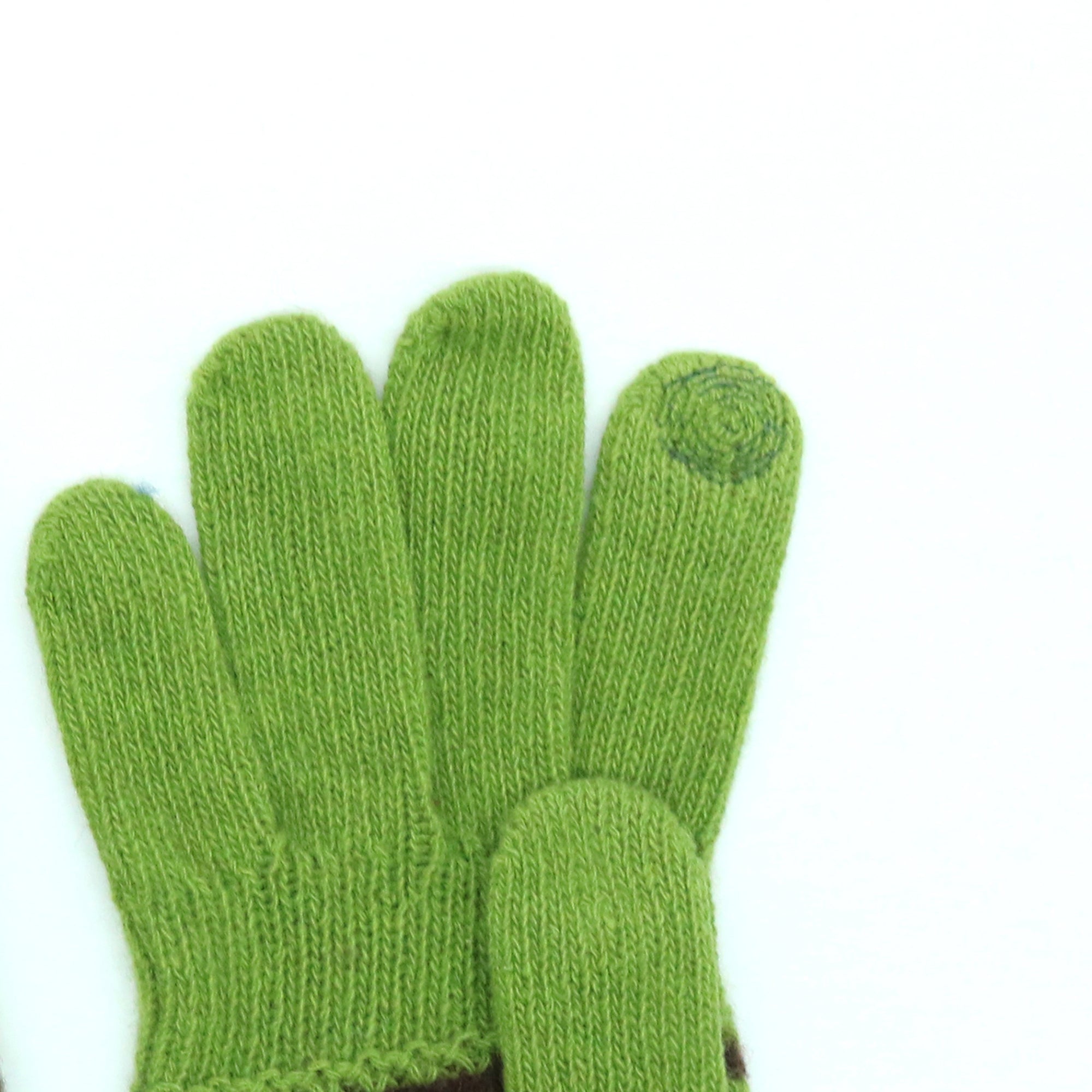 Womens | Cashmere Tech Striped Gloves | Cedar Green/Brown