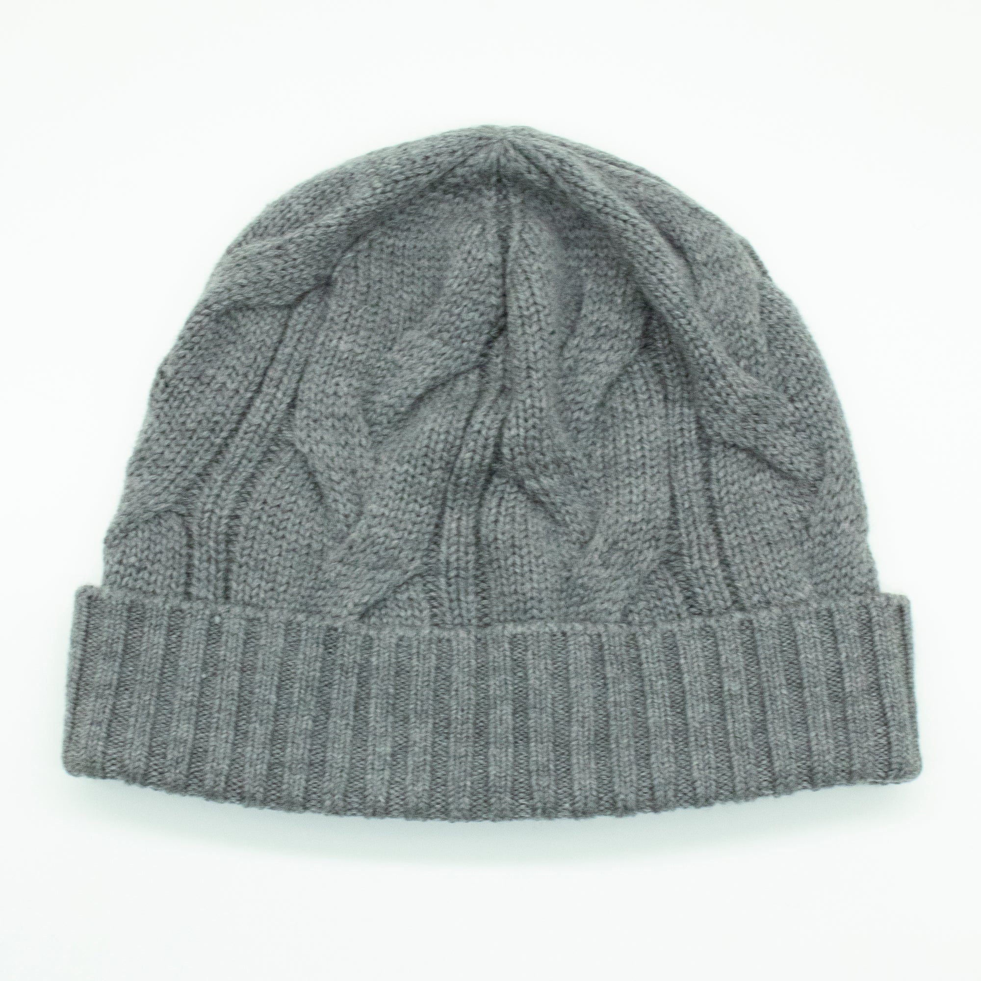 Unisex | Merino Beanie with Cables | Mid Grey