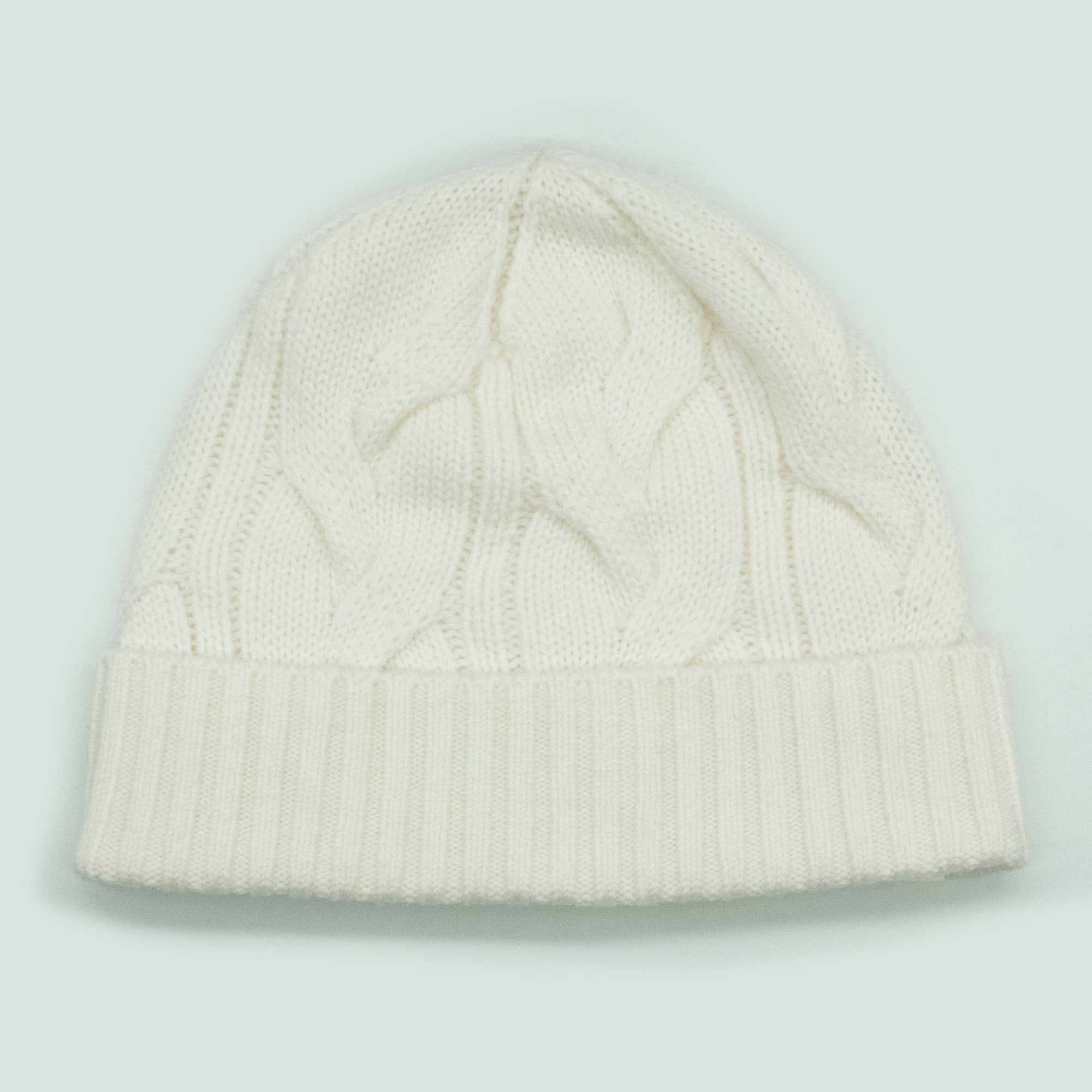 Unisex | Merino Beanie with Cables | White