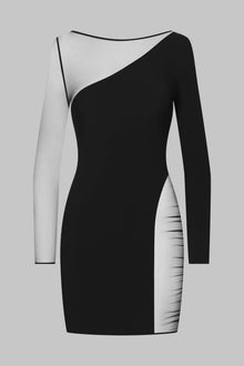 Long sleeves asymetric dress - Nuit Fauve | Tawny