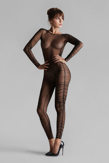 Naked back long sleeves Jumpsuit - Nuit Fauve | Tawny