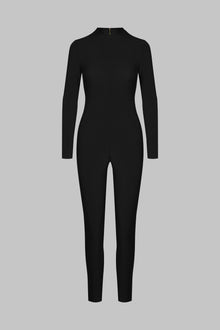 Transparent back long sleeves Jumpsuit - Nuit Fauve | Tawny