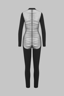 Transparent back long sleeves Jumpsuit - Nuit Fauve | Tawny