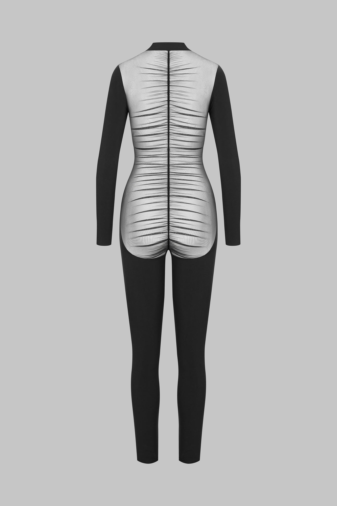 Transparent back long sleeves Jumpsuit - Nuit Fauve | Tawny