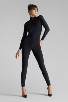 Transparent back long sleeves Jumpsuit - Nuit Fauve | Tawny