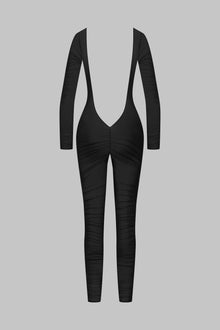 Naked back long sleeves Jumpsuit - Nuit Fauve | Tawny