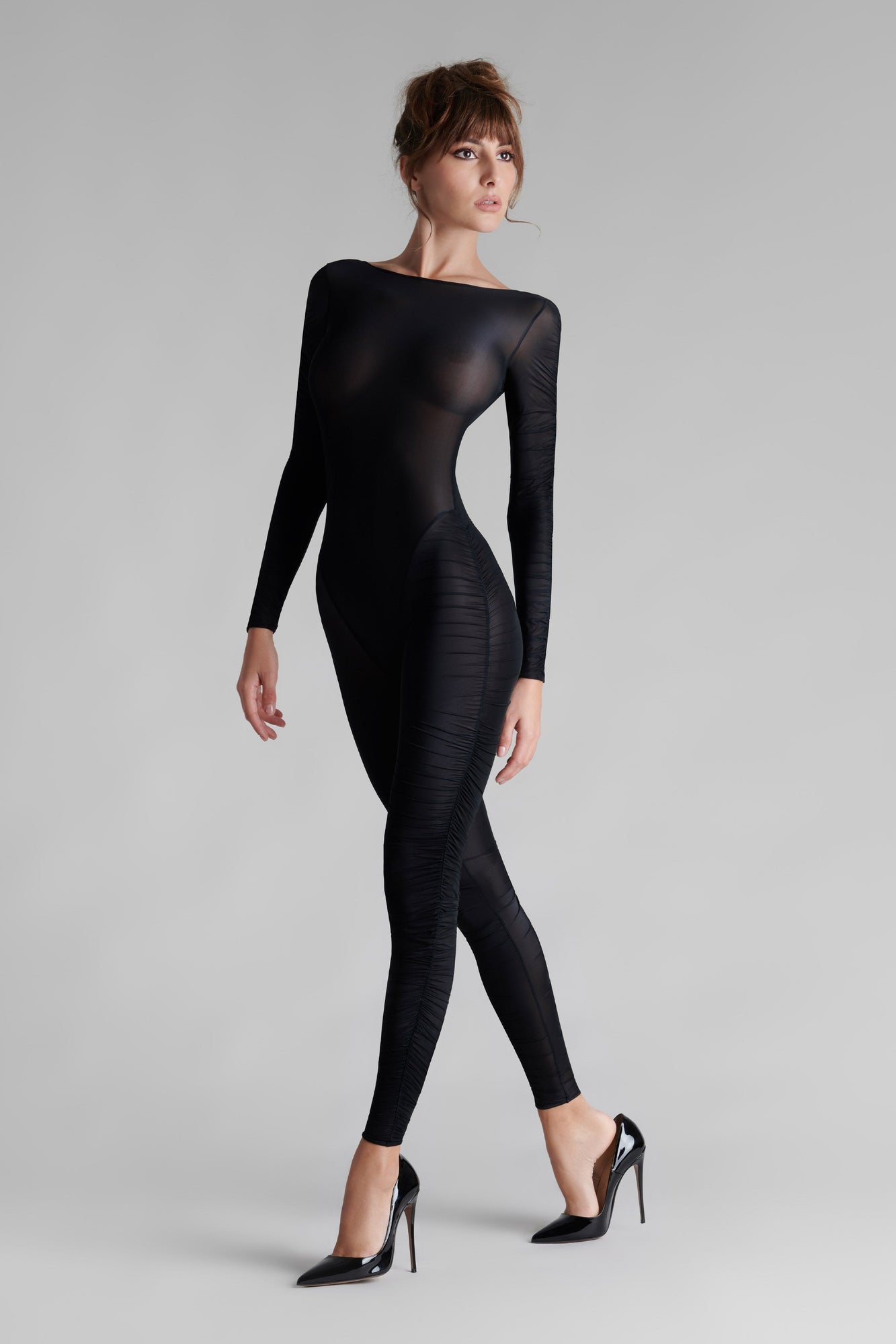 Naked back long sleeves Jumpsuit - Nuit Fauve | Tawny