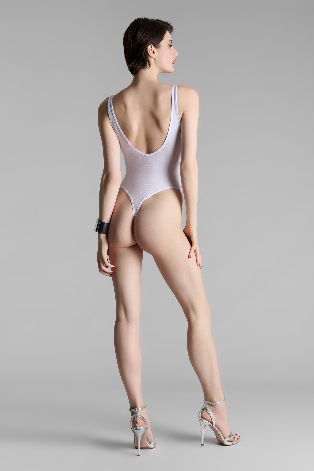 Thong Body V neck - La Femme Amazone | White