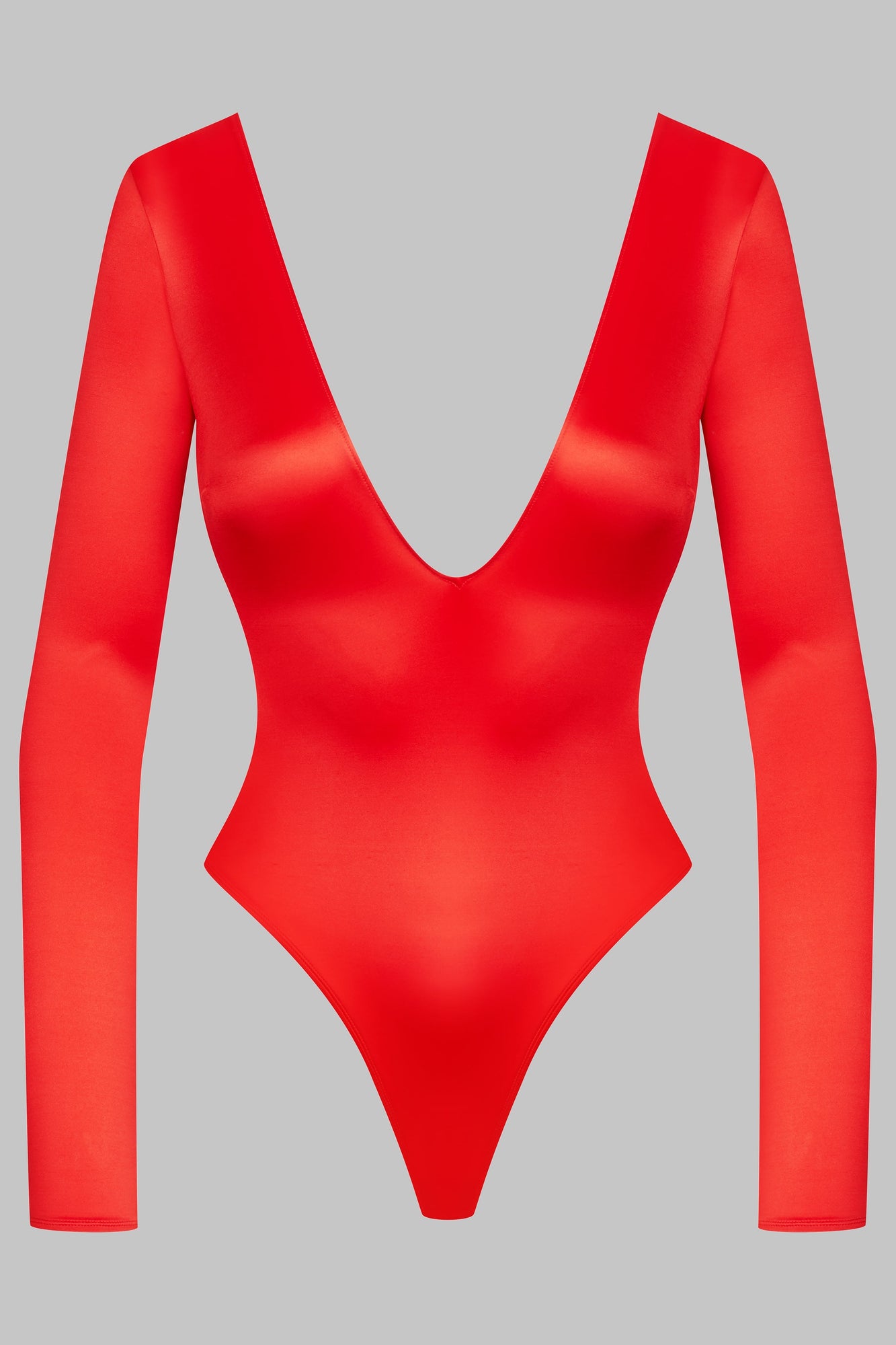 Open back long sleeve thong bodysuit - French Kiss | Red