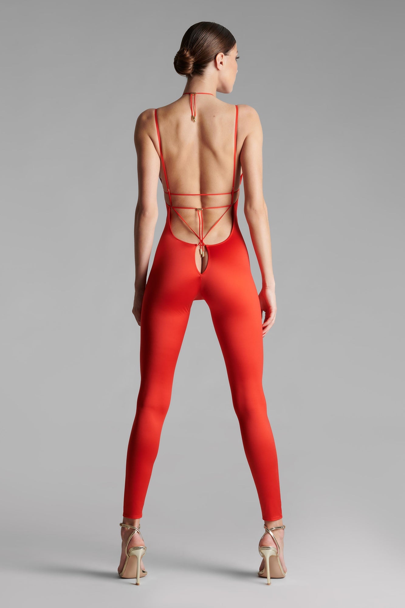 Open back strappy jumpsuit - French Kiss | Red