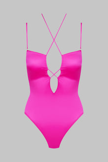 Thong bodysuit with straps - French Kiss | Pink