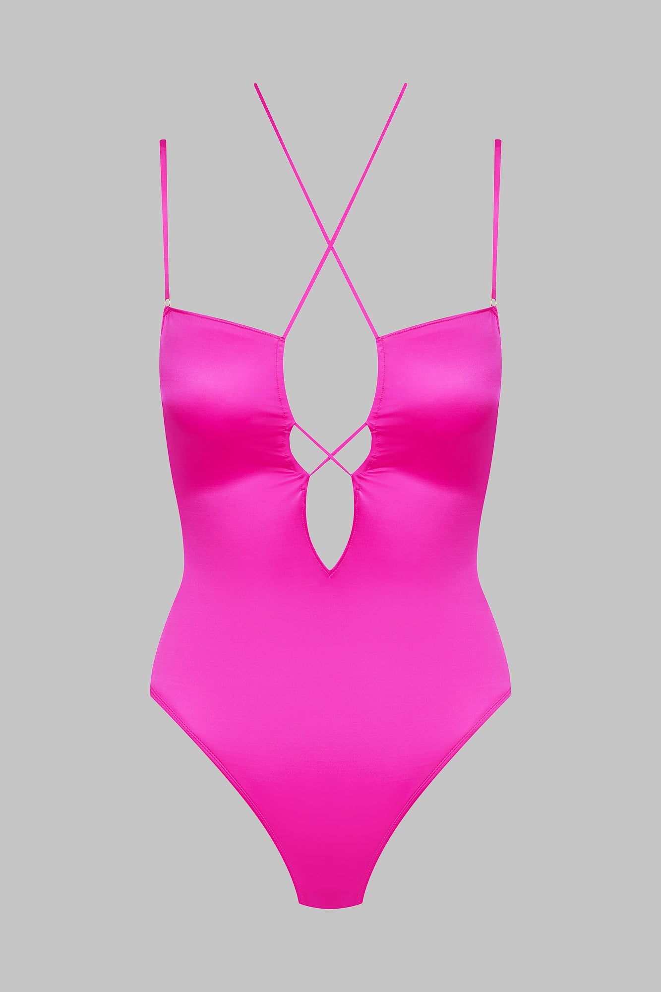 Thong bodysuit with straps - French Kiss | Pink