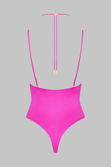 Thong bodysuit with straps - French Kiss | Pink