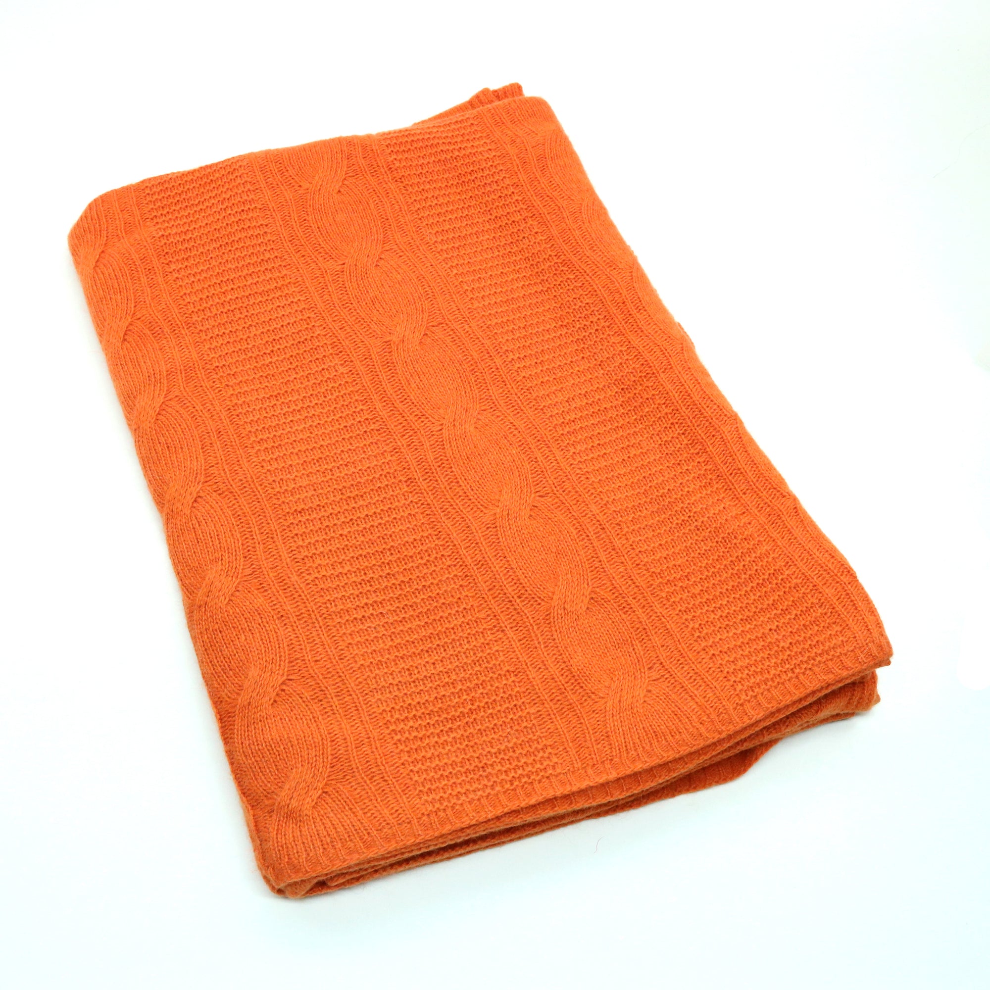 Unisex | Bed Throw In Cable Design | Jaffa Orange