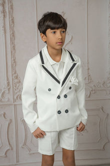 Alex White Boys Blazer With Black Contrast Line | Black