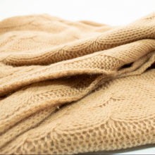 Womens | Cashmere Wrap with Cables | Camel
