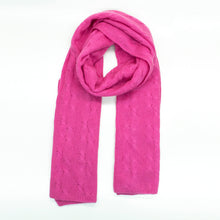 Womens | Cashmere Wrap with Cables | Fuschia