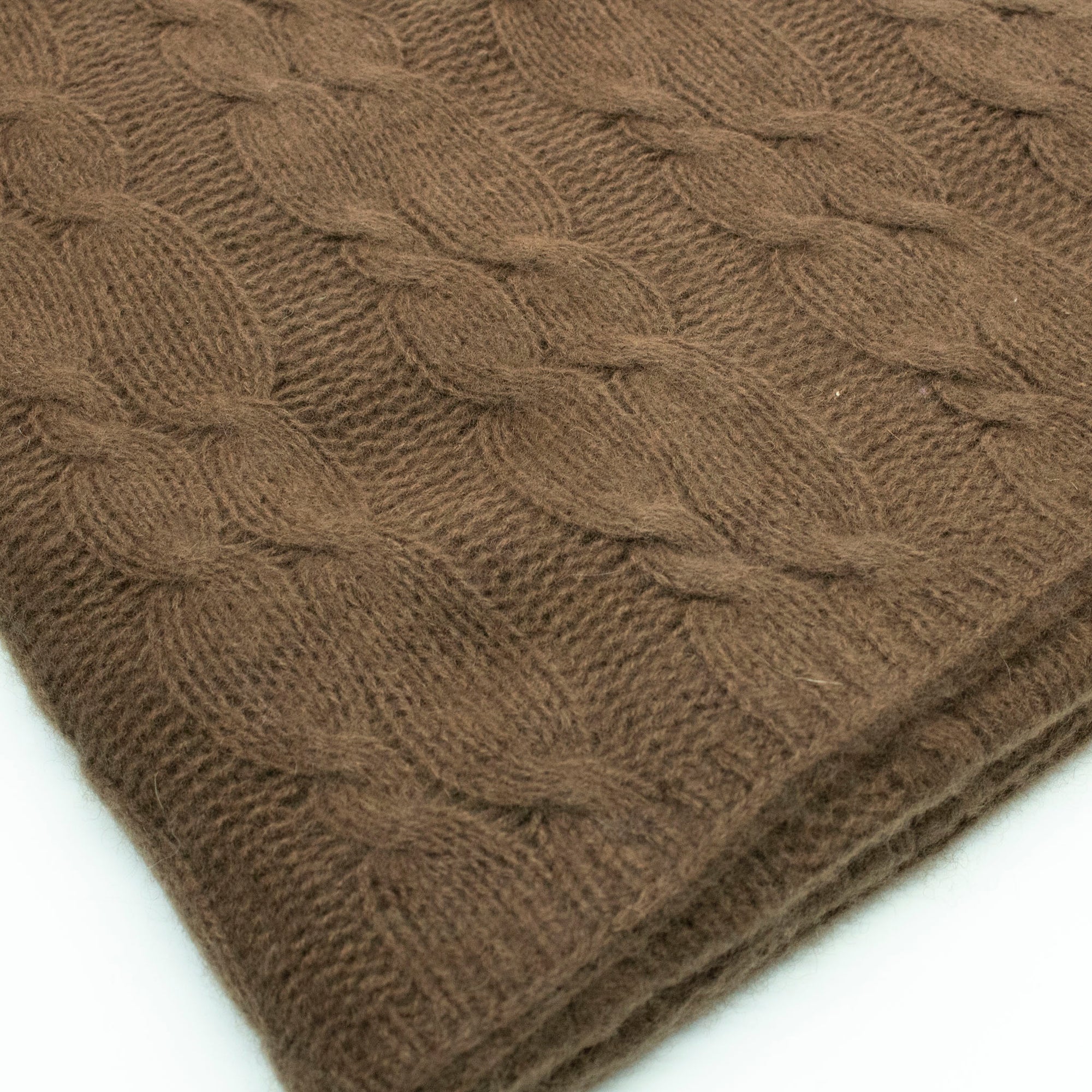 Womens | Cashmere Wrap with Cables | Marron Glace