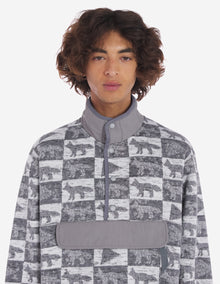 Unisex | Fox Checkers Fleece Pullover | Grey