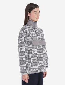 Unisex | Fox Checkers Fleece Pullover | Grey