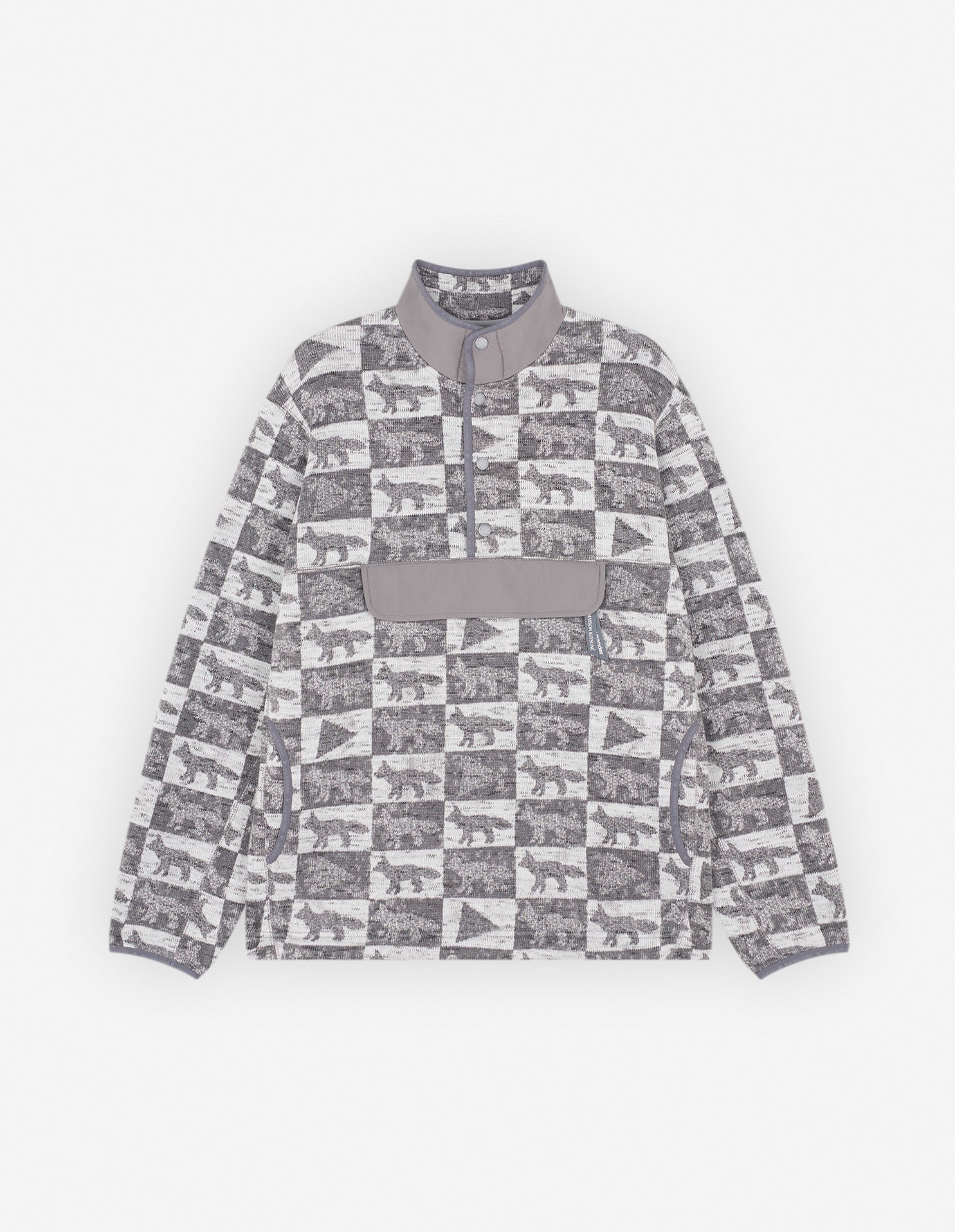 Unisex | Fox Checkers Fleece Pullover | Grey