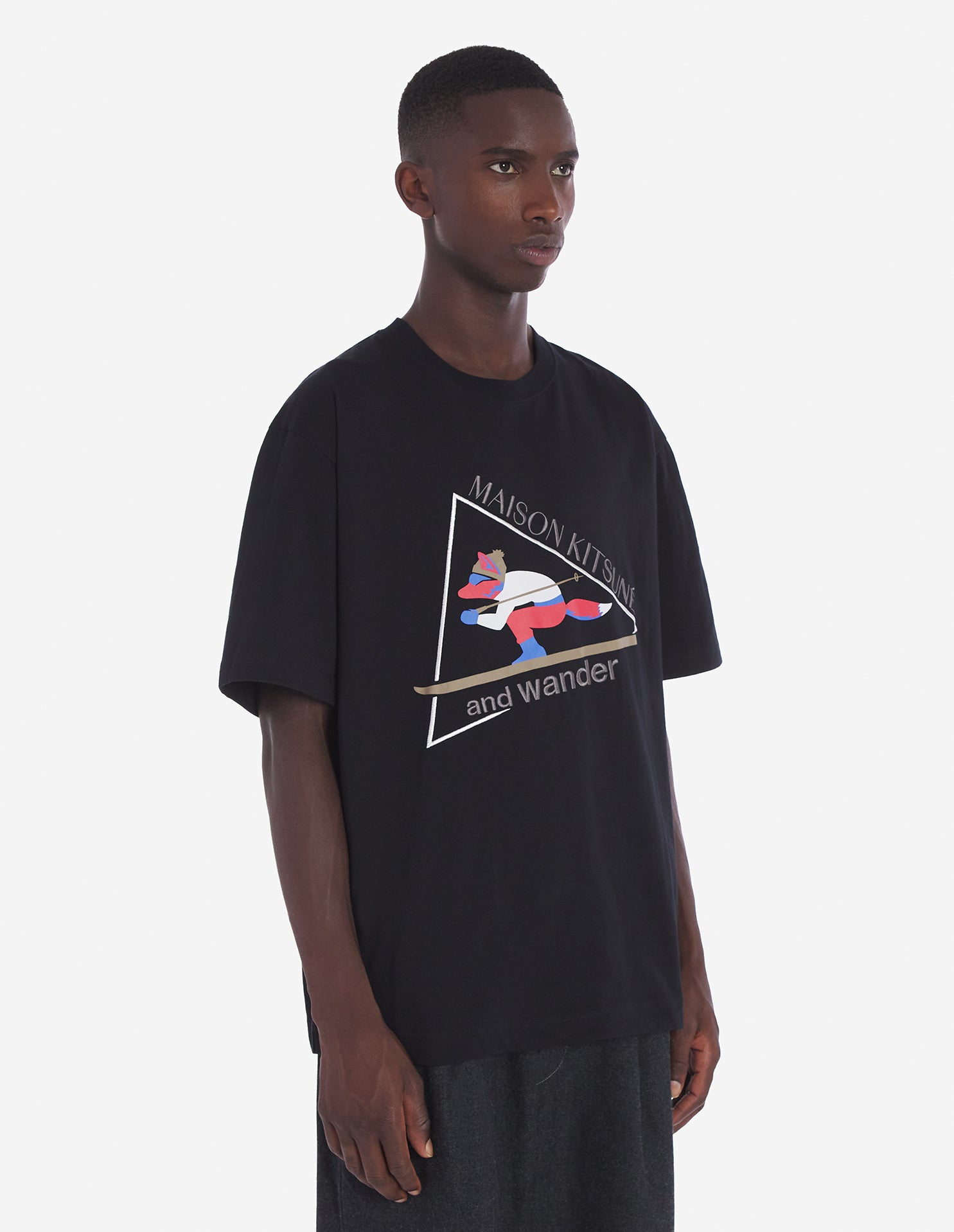 Unisex | Skiing Fox Dry Cotton Tee-Shirt | Black